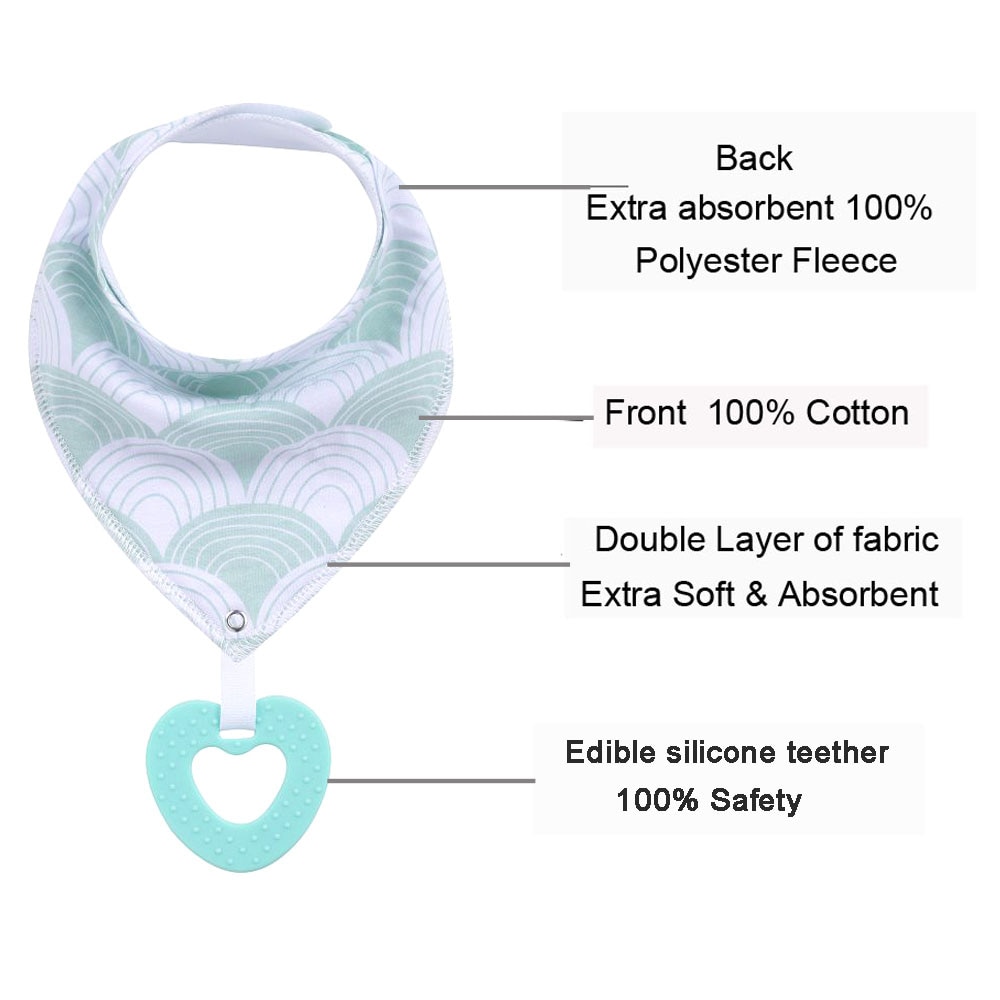 Drool Bib Bandana with Silicone Teether